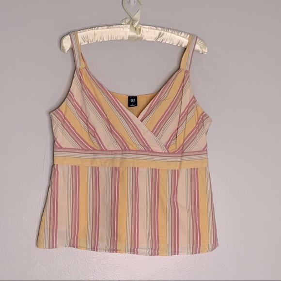 Gap Candy Stripe Coral V Neck Tank Top - Picture 1 of 6